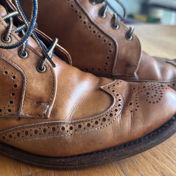 Allen Edmonds "DALTON" Men's Leather Wingtip Dress Boots 10D Walnut - Picture 15 of 16